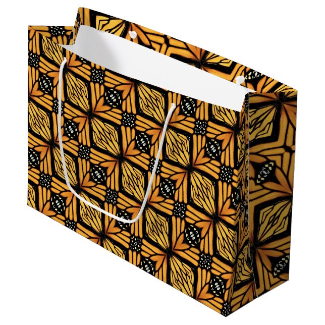 LG Gift Bag Monarch Wing Abstrakt Große Geschenktüte (Vorderseite Schrägansicht)