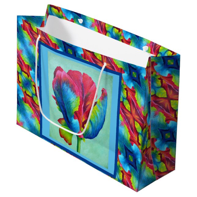 Lg Gift Bag Rainbow Tulip #2 Große Geschenktüte (Vorderseite Schrägansicht)