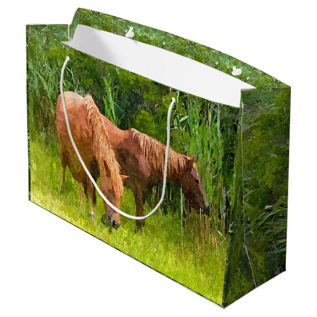 Lg GIft Sac Assateague Ponies (Dos Angle)