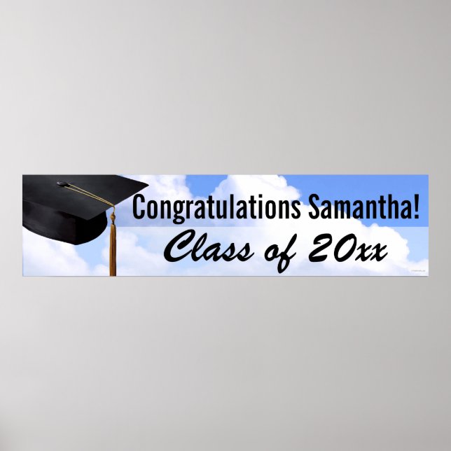 Lg Graduation Personalized Blue Sky Indoor Banner Poster (Vorne)