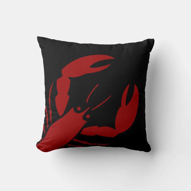 LG LOBSTER RED ON ON BLACK Kissen (Vorderseite)