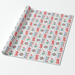 LG Mahjong Kacheln #4 Rot Grün Blau Weiß Geschenkpapier