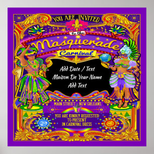LG. Masquerade Mardi Gras Karneval Poster - Thema