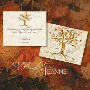 LG Swirl Tree Roots Antiqued Tan RSVP Antwort