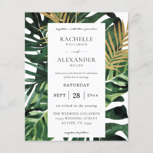 LG Tropical Palm Leaf Gold 1B Hochzeit Flyer