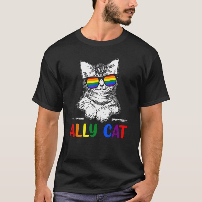 LGBT Ally Cat Be Kind Gay Rainbow  LGBTQ 2 T-Shirt (Vorderseite)