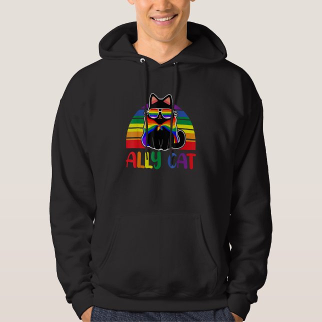 LGBT Ally Cat Be Kind Gay Rainbow  LGBTQ Flag Gay  Hoodie (Vorderseite)