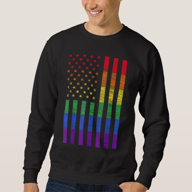 Lgbt American Flag Pride Rainbow Gay Lesbian Bi Tr Sweatshirt (Vorderseite)