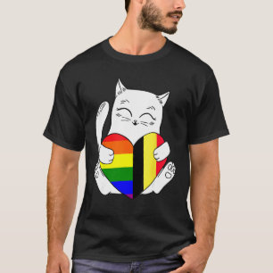 LGBT Belgien Katzenunterstützer Tier Pride Unterst T-Shirt