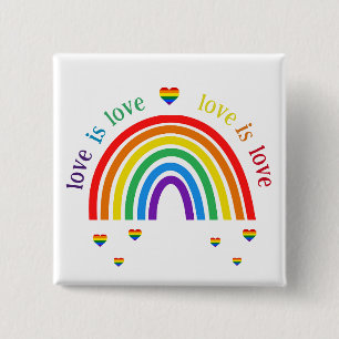 LGBT Button Abzeichen - Rainbow Hearts Liebe ist L