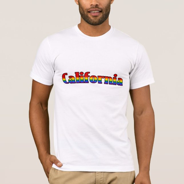 LGBT California Rainbow-Text-T - Shirt (Vorderseite)