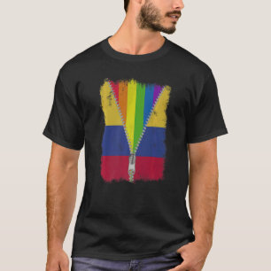 Lgbt Colombia Flag Zip Kolumbianischer Stolz T-Shirt