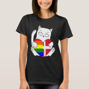LGBT Dänemark Katze Unterstützer Tier Pride Anhäng T-Shirt