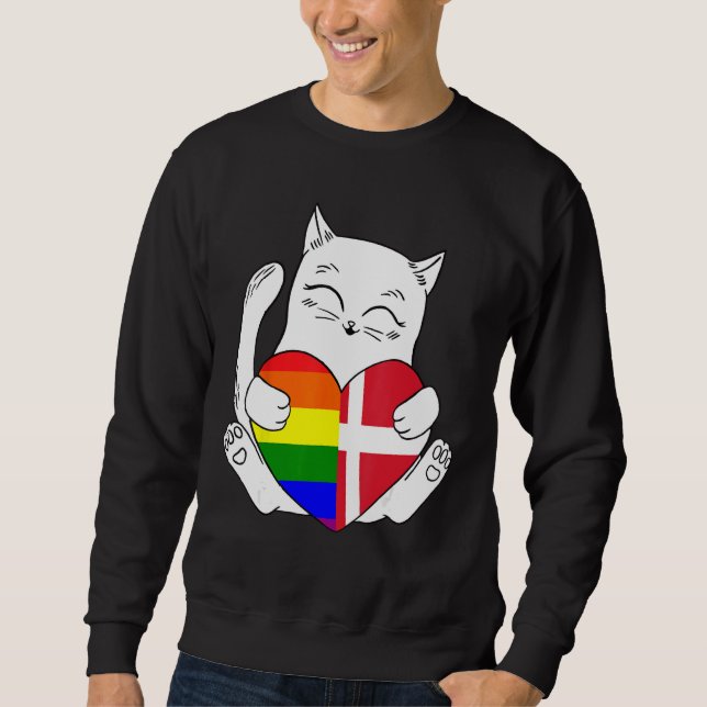 LGBT Denmark Cat Ally Animal  Pride Supporter Sweatshirt (Vorderseite)
