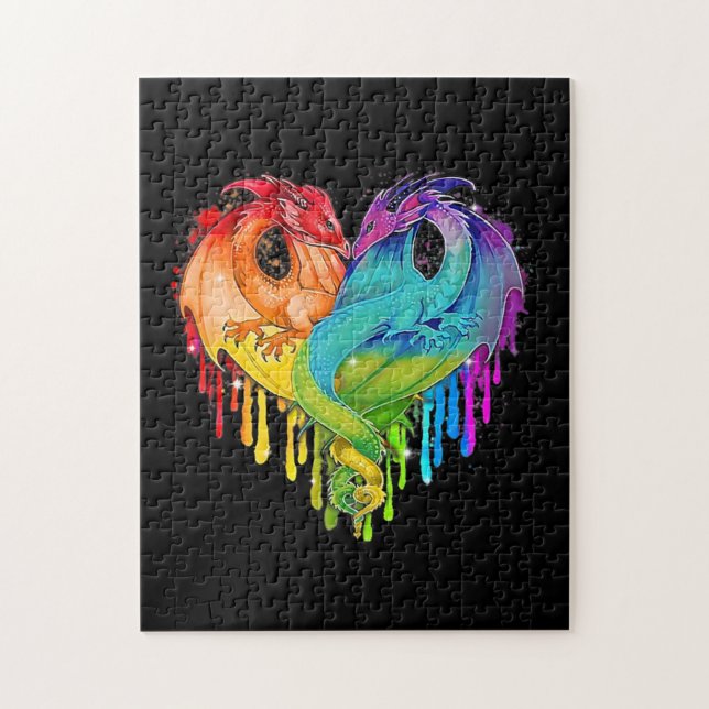 LGBT Dragon Heart Rainbow Heart Dragon LGBT Prix (Vertikal)