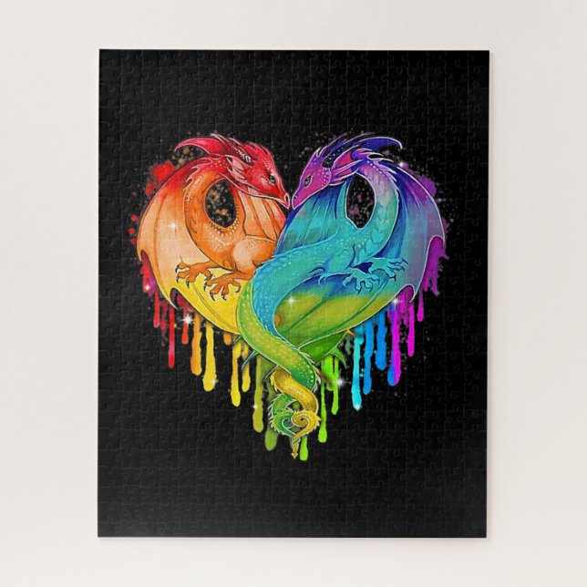 LGBT Dragon Heart Rainbow Heart Dragon LGBT Prix (Vertikal)