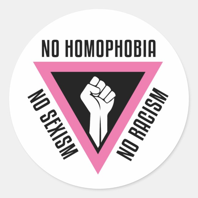 LGBT - erhöhte Faust im rosa Dreieck Runder Aufkleber (Vorderseite)
