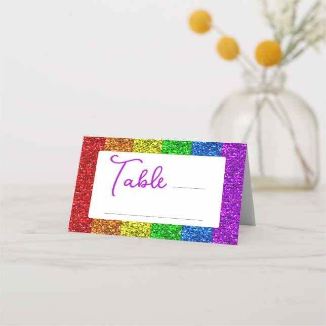 LGBT-Fahne Regenbogen-Glitzern Platzkarte (Vorderseite)