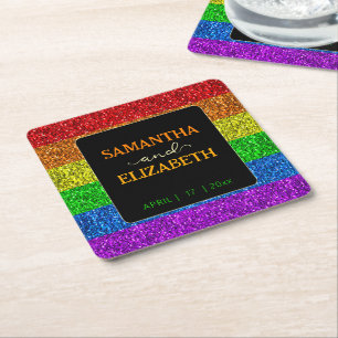 LGBT-Fahne Regenbogen-Glitzern Rechteckiger Pappuntersetzer