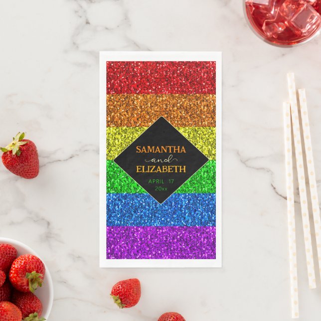 LGBT-Fahne Regenbogen-Glitzern Serviette (Beispiel)