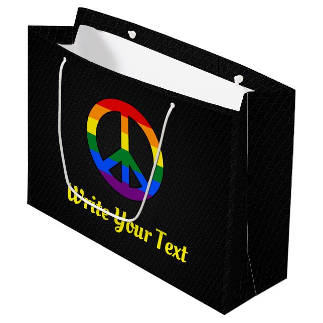 LGBT-Fahnezeichen Große Geschenktüte (Vorderseite Schrägansicht)