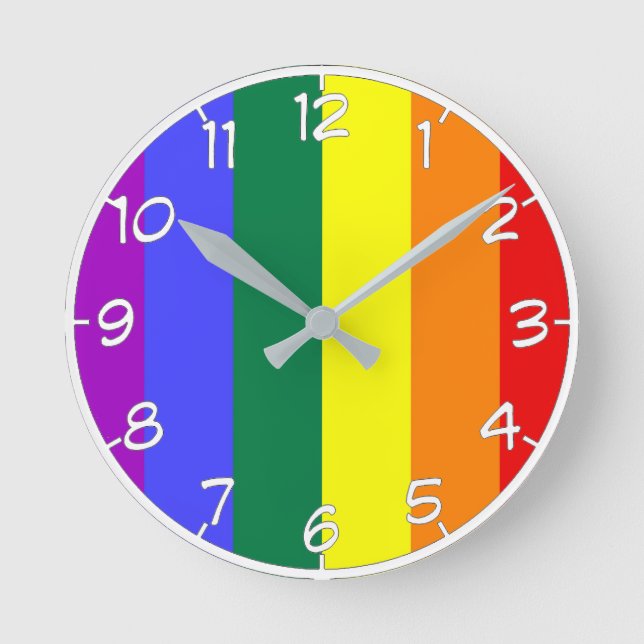 LGBT-Farben Runde Wanduhr (Vorderseite)