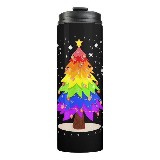 LGBT Flag Christmas Tree Merry Christmas Gay LGBT  Thermosbecher (Vorderseite)