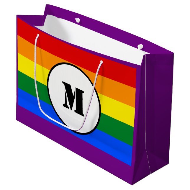 LGBT-Flag Drawstring Backpack Große Geschenktüte (Vorderseite Schrägansicht)