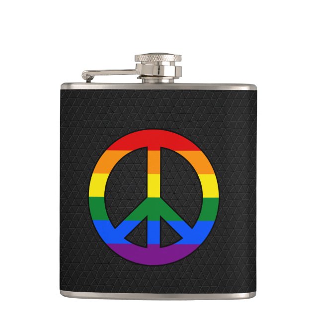 LGBT-Flagge Friedenszeichen Flasche Flachmann (Vorderseite)
