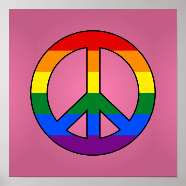 LGBT-Flagge Friedenszeichen Poster (Vorne)