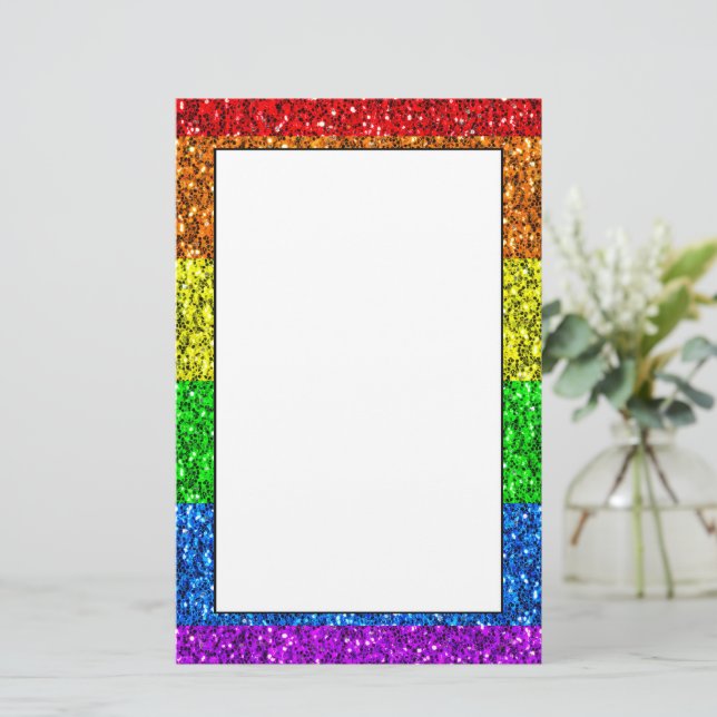 LGBT-Flagge lebhafte Glitzern für Regenbogen-Glitz Briefpapier (Stehend Vorderseite)