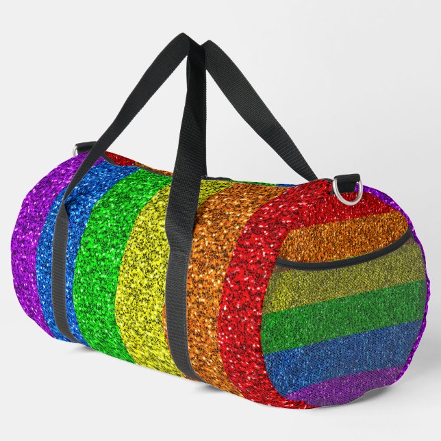 LGBT-Flagge lebhafte Glitzern für Regenbogen-Glitz Duffle Bag (Rechte Ecke)