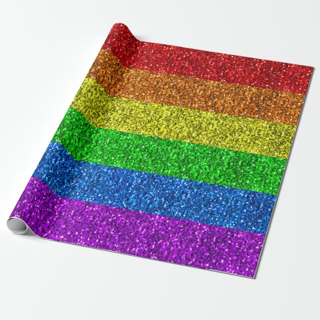 LGBT-Flagge lebhafte Glitzern für Regenbogen-Glitz Geschenkpapier (Ungerollt)