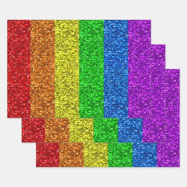 LGBT-Flagge lebhafte Glitzern für Regenbogen-Glitz Geschenkpapier Set (Set)