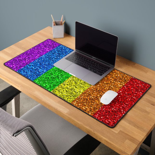 LGBT-Flagge lebhafte Glitzern für Regenbogen-Glitz Schreibtischunterlage (Büro 2)
