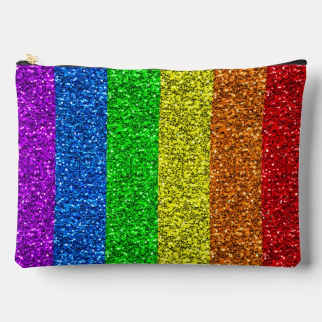LGBT-Flagge lebhafte Glitzern für Regenbogen-Glitz Zubehörtasche (Vorderseite)