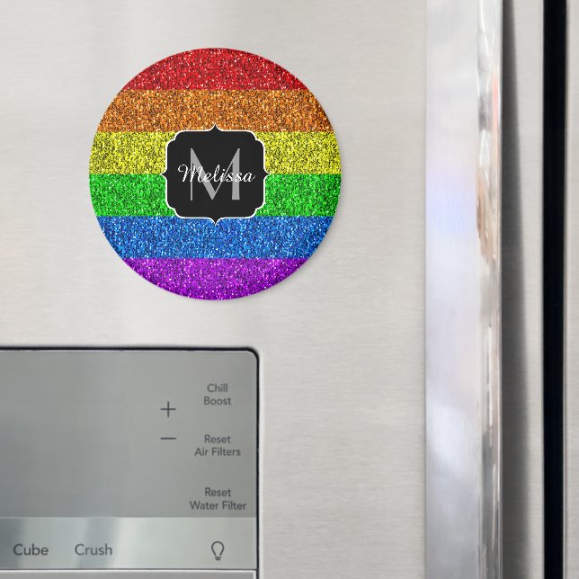 LGBT-Flagge lebhafter Regenbogen-Glitzer Funkeln M Magnet (In Situ (Kühlschrank))