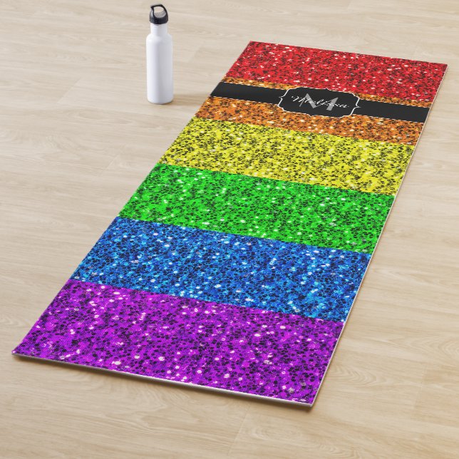 LGBT-Flagge lebhafter Regenbogen-Glitzer Funkeln M Yogamatte (Beispiel)
