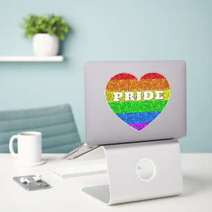 LGBT-Flagge lebhafter Regenbogen-Glitzer-Herz Prid Aufkleber