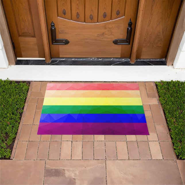 LGBT-Flagge Regenbogenlinien geometrisches Maschen Fußmatte (Außenbereich)
