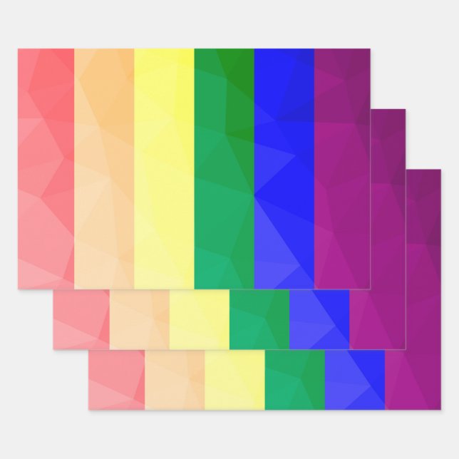 LGBT-Flagge Regenbogenlinien geometrisches Maschen Geschenkpapier Set (Set)