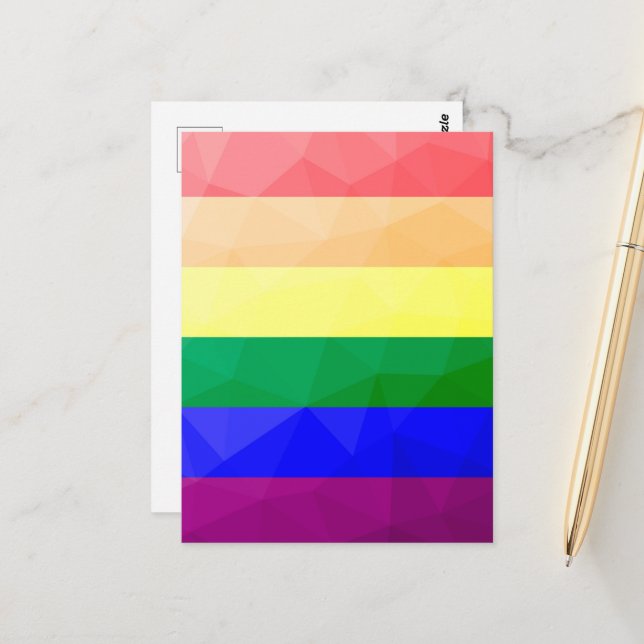LGBT-Flagge Regenbogenlinien geometrisches Maschen Postkarte (Vorderseite/Rückseite Beispiel)