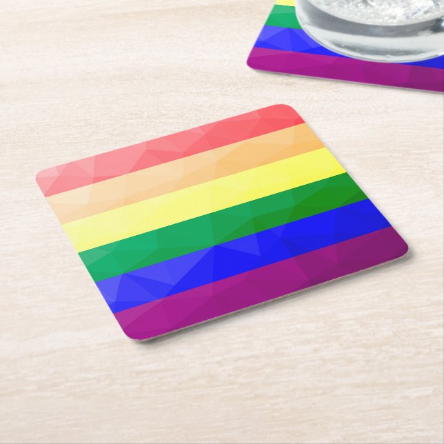 LGBT-Flagge Regenbogenlinien geometrisches Maschen Rechteckiger Pappuntersetzer (angewinkelt)