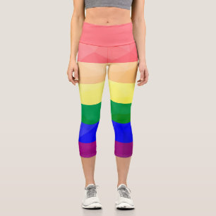 LGBT-Flagge Regenbogenlinien geometrisches Netzmus Capri Leggings