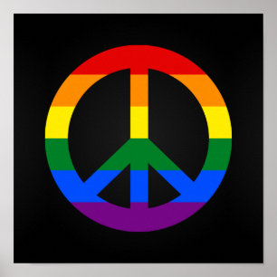 LGBT Flaggen-Friedenszeichenplakat Poster