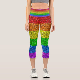 LGBT-Flaggen lebende Regenbogen-Glitzer-Glitzern Capri Leggings