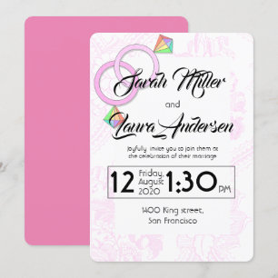 LGBT-Frauen zum Hochzeitsempfang (pink) Einladung