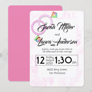 LGBT-Frauen zum Hochzeitsempfang (pink) Einladung