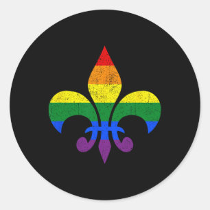 Lgbt French Lilie Gay Pride Month Rainbow M Runder Aufkleber