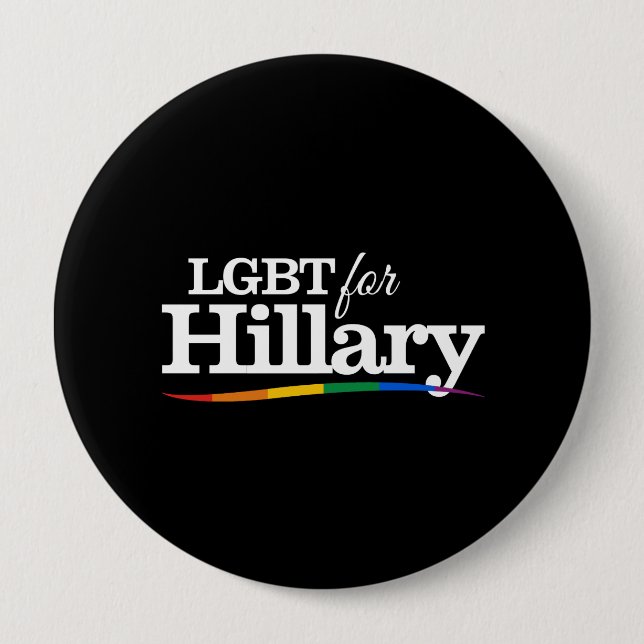 LGBT für Hillary - Schwarz-weiß- Button (Vorderseite)
